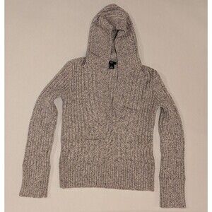 VTG Gap Wmn Sz M Cable Knit Hoodie Pullover Crop Sweater Y2K Preppy Collegiate